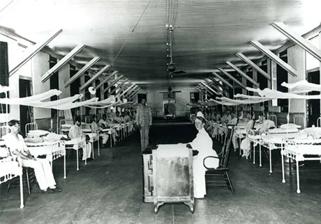 Army contract nurse on a ward at the First Reserve Hospital Manila, Philippines, in 1898. (Photo courtesy of U.S. Army Women's Museum)