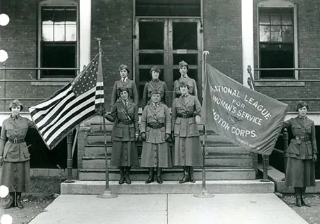 A large group of women served as contractors in the Motor Corps occupying jobs like chauffeurs and mechanics in order to 'free a man to fight'. (Photo courtesy of U.S. Army Women's Museum)