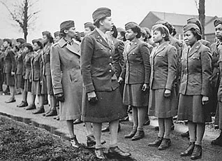 The first African-American Women Army Corps unit, the 688th Central Postal Battalion, in formation.