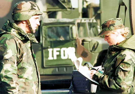 Operation Joint Guardian, Kosovo, 1999 (Photo courtesy of U.S. Army Women's Museum)